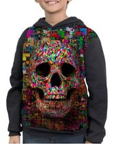 Casaco Moletom Infantil Caveira Skull Psicodélica Colorida