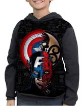 Casaco Moletom Infantil Caveira Vermelha Capitão América