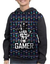 Casaco Moletom Infantil Controle Consoles Gamer Full Print - smoke