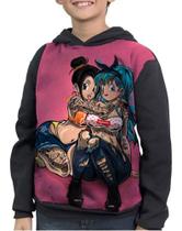 Casaco Moletom Infantil Dragon Ball Bulma Chichi Full Print Casaco Moletom Infantil Dragon Ball Bulma Chichi Full Print