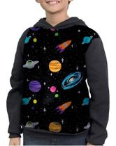 Casaco Moletom Infantil Espaço Planetas Foguetes Lua Marte