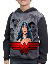 Casaco Moletom Infantil Logo Mulher Maravilha Quadrinhos