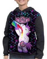 Casaco Moletom Infantil Unicórnio Tomando Arco-íris Casaco Moletom Infantil Unicórnio Tomando Arco-íris