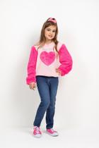 Casaco Moletom Manga Pelo Menina Infantil Lessa Inverno 8382 Casaco Moletom Manga Pelo Menina Infantil Lessa Inverno 8382
