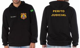 Casaco Moletom Masculino com Capuz e Bolso Bordado PERITO JUDICIAL
