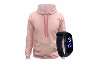 Casaco Moletom Masculino e Feminino Blusa de frio Com Capuz Canguru com relógio digital- K102