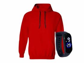 Casaco Moletom Masculino e Feminino Flanelado Com Capuz Canguru com relógio digital- K102