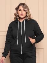 Casaco Moletom Plus Size Feminina Com Capuz E Ziper Inverno