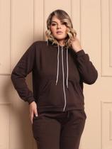 Casaco Moletom Plus Size Feminina Com Capuz E Ziper Inverno