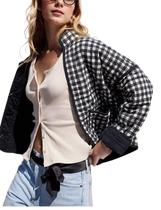 Casaco Omoone Cropped acolchoado acolchoado e cardigã para mulheres