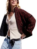 Casaco Omoone Cropped acolchoado acolchoado e cardigã para mulheres