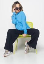 Casaco Oversized Com Capuz E Bolso Canelado Azul Claro Salvatore Fashion