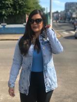 Casaco Parka jeans forrado com pelúcia tam G