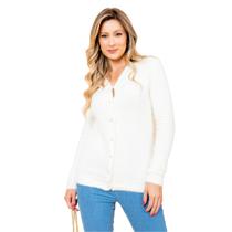 Casaco Pelinho Alongado Botões Premium Tendência