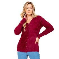 Casaco Pelinho Alongado Botões Premium Tendência