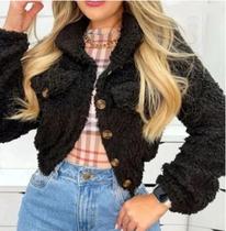 Casaco Pelinho Curto com Botões