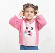 Casaco Pelo Menina Inverno Bordado Capuz Lessa Kids B8964