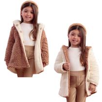 Casaco Petit Cherie Pelinhos Dupla Face Off White Inverno