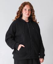 Casaco Plus Size Feminino Moletom Capuz Marisa Preto