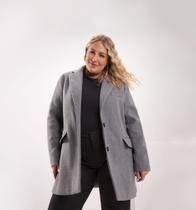 Casaco Plus Size Lã Batida Alongado Lunender 65116 Casaco Plus Size Lã Batida Alongado Lunender 65116