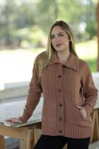 Casaco Plus Size Tricô Sob a Luz da Lua Marrom