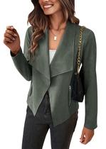 Casaco PRETTYGARDEN 2025 Cropped de Camurça Sintética Verde Claro XL Casaco PRETTYGARDEN 2025 Cropped de Camurça Sintética Verde Claro XL