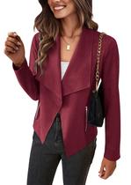 Casaco PRETTYGARDEN 2025 Jaqueta Cropped de Camurça Sintética Vermelho Vinho XL Casaco PRETTYGARDEN 2025 Jaqueta Cropped de Camurça Sintética Vermelho Vinho XL
