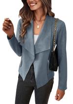 Casaco PRETTYGARDEN 2025 Manga Longa em Camurça Sintética Cinza Azul XL Casaco PRETTYGARDEN 2025 Manga Longa em Camurça Sintética Cinza Azul XL