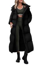 Casaco PRETTYGARDEN Longo Puffer com Capuz Preto M Casaco PRETTYGARDEN Longo Puffer com Capuz Preto M