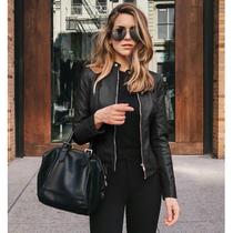 Casaco PU Leathermalluit para mulheres outono-inverno preto