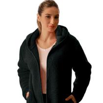 Casaco Sherpa Curto com Capuz Teddy Preto Adulto Appel Casaco Sherpa Curto com Capuz Teddy Preto Adulto Appel