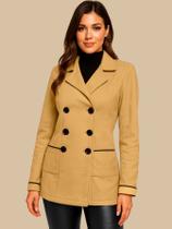 Casaco Sobretudo Blusa Moda Inverno Acinturado Botões Bolsos Pelinho Pelúcia Lã Luxo Atemporal Casual