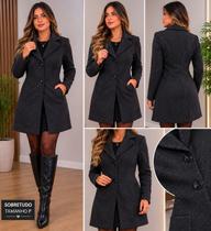 Casaco Sobretudo Feminino Elegante em Lã para Inverno, Estilo Clássico Luxuoso
