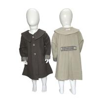 Casaco Sobretudo Feminino Flanela Manga 3/4 Infantil