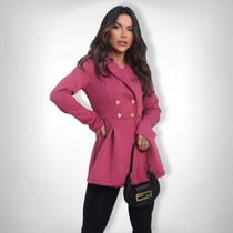 Casaco Sobretudo Feminino Forrado Inverno Botões Parka