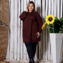 Casaco Sobretudo Feminino Lanzinha Plus Size Transpassado C/ Capuz