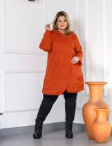 Casaco Sobretudo Feminino Lanzinha Plus Size Transpassado C/ Capuz