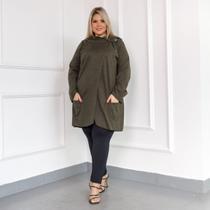 Casaco Sobretudo Feminino Lanzinha Plus Size Transpassado C/ Capuz