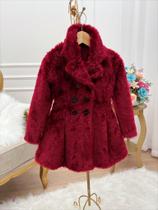 Casaco Sobretudo Infantil Pelúcia Forrado Marsala Luxo Botão Super Luxo CSOBRS