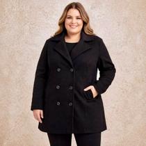Casaco Sobretudo Plus Size Feminino De Inverno Frio Manga Longa Elegante Luxo Premium G2 ao G5 Casaco Sobretudo Plus Size Feminino De Inverno Frio Manga Longa Elegante Luxo Premium G2 ao G5