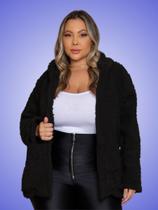 Casaco Sobretudo Teddy Pelinho Plus Size Jaqueta Sem Bolsos