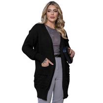 Casaco Sobretudo Tricô Feminino Manga Longa Quimono Frio - Casaco Sobretudo Tricô Feminino Manga Longa Quimono Frio -