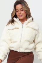 Casaco Teddy Curto com Bolso Casaco Teddy Curto com Bolso