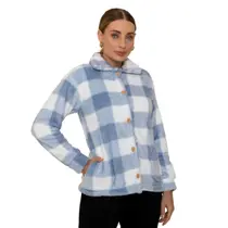 Casaco Teddy Dupla Face Xadrez Adulto Feminino Inverno Sobretudo - Azul Celeste 121 - P Casaco Teddy Dupla Face Xadrez Adulto Feminino Inverno Sobretudo - Azul Celeste 121 - P