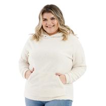 Casaco Teddy Plus Size com Capuz e Bolso Canguru Para Outono Inverno 12825A