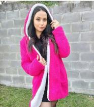 Casaco Teddy Rosa - dupla face Casaco Teddy Rosa - dupla face