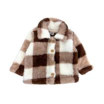 Casaco Teddy Xadrez Infantil Peluciado Inverno Quentinho Sobretudo Jaqueta