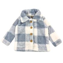 Casaco Teddy Xadrez Infantil Peluciado Inverno Quentinho Sobretudo Jaqueta - Preto 01 - 2 - Azul Celeste 121 - 3