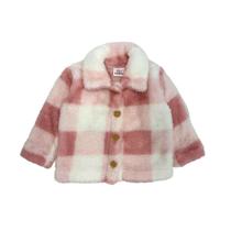 Casaco Teddy Xadrez Infantil Peluciado Inverno Quentinho Sobretudo Jaqueta - Preto 01 - 2 - Rosê 59 - 16