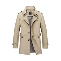 Casaco Trench Casual Para Homens plus Size, Marca De Moda, Com Botão Único, Corta-Vento Casaco Trench Casual Para Homens plus Size, Marca De Moda, Com Botão Único, Corta-Vento